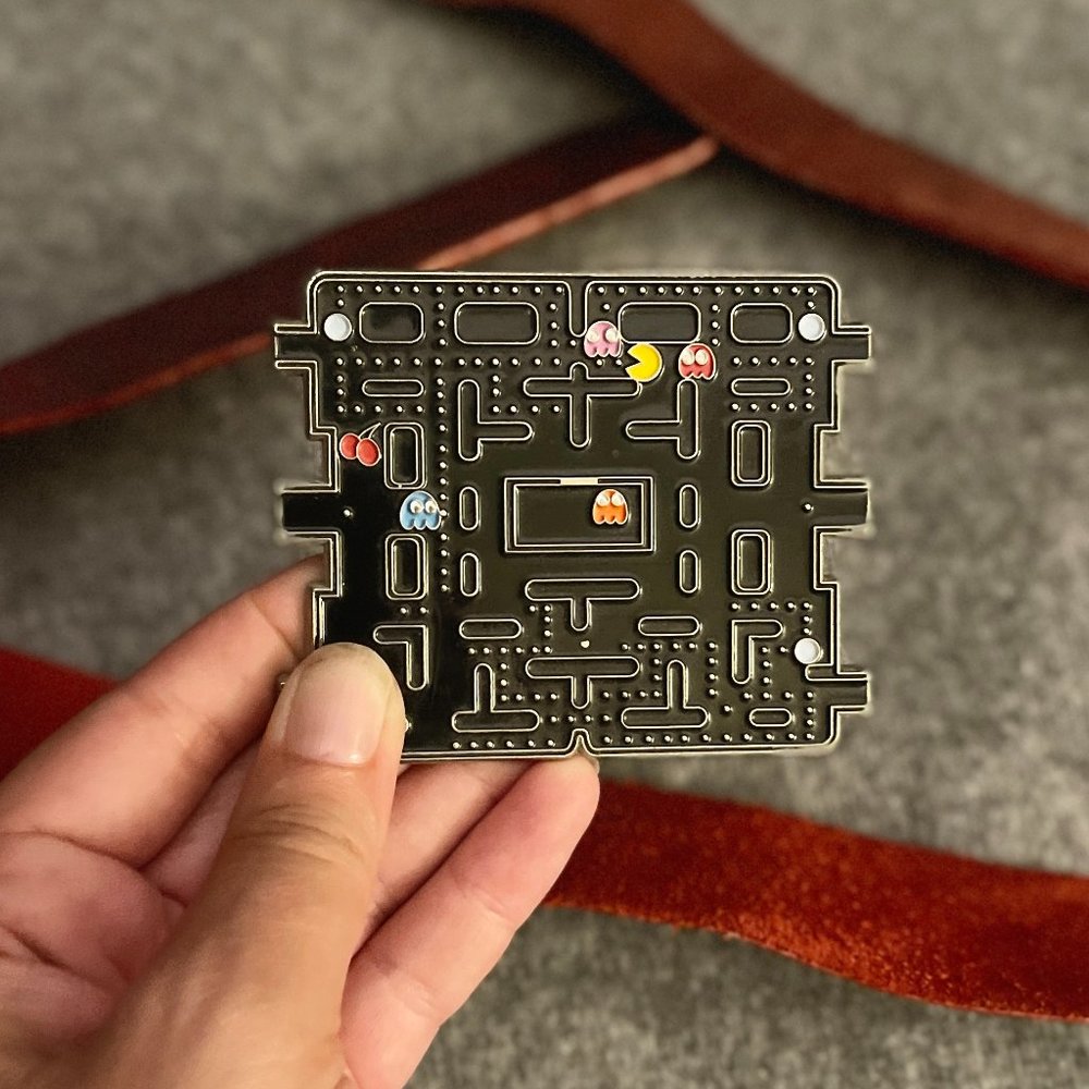 Pacman Removable Unisex Belt Buckle, Enamel black and color